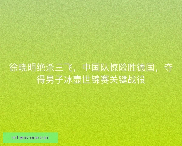 徐晓明绝杀三飞，中国队惊险胜德国，夺得男子冰壶世锦赛关键战役