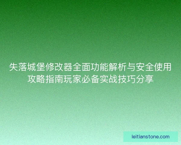 失落城堡修改器全面功能解析与安全使用攻略指南玩家必备实战技巧分享