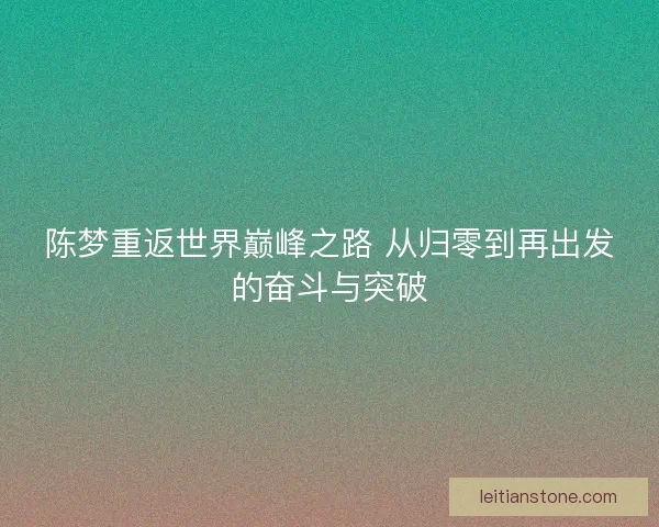 陈梦重返世界巅峰之路 从归零到再出发的奋斗与突破